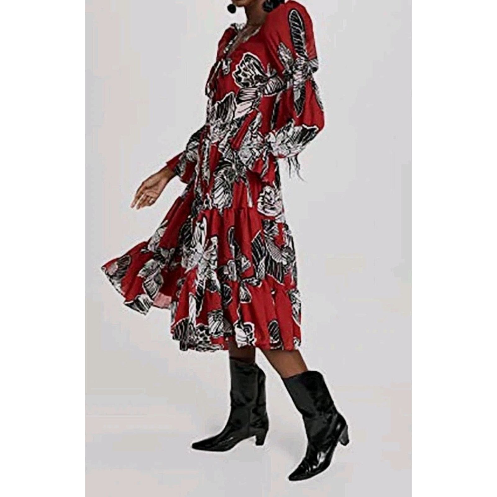 Other Autumn adeigbo Fleur midi Ladies Red Butterfly size 2 Size XS / US 0-2 / IT 36-38 - 3 Thumbnail