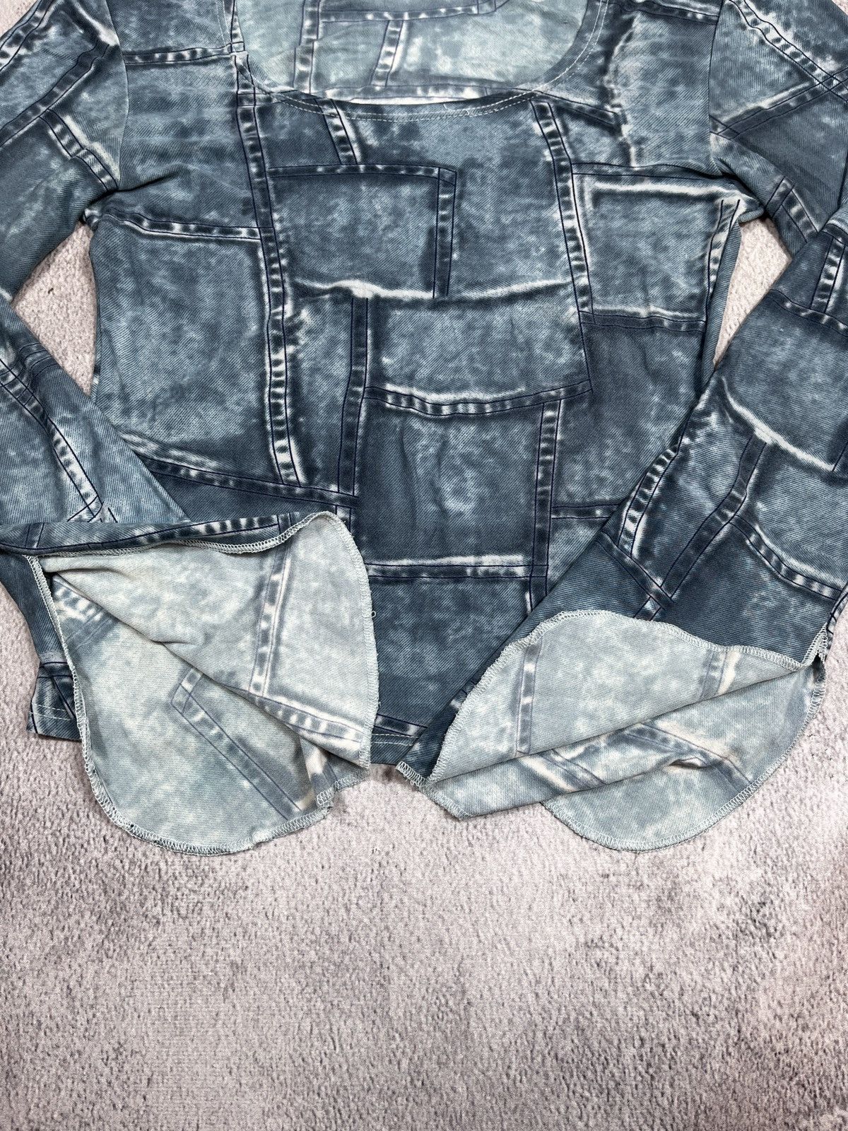 Japanese Brand Vintage Y2K Japanese all over denim style longsleeve size M Size M / US 6-8 / IT 42-44 - 3 Thumbnail