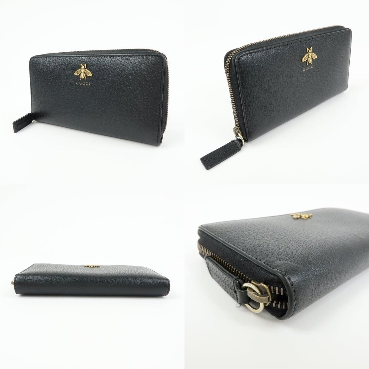 Gucci Gucci Animalier Bee Zip-Around Wallet Calfskin Black Size ONE SIZE - 3 Thumbnail