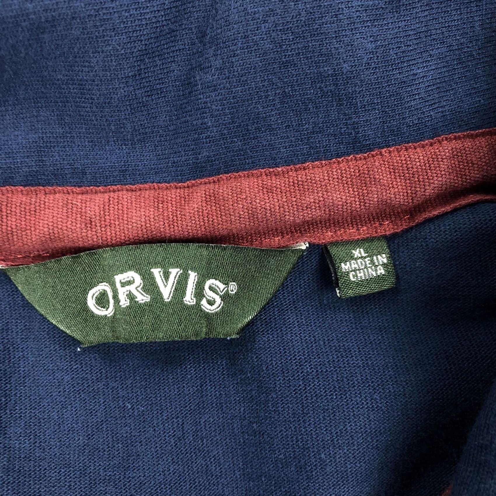 Orvis ORVIS Men's XL Navy Blue Red Stripe Cotton Rugby Shawl Collar Toggle Sweater Size US XL / EU 56 / 4 - 3 Thumbnail