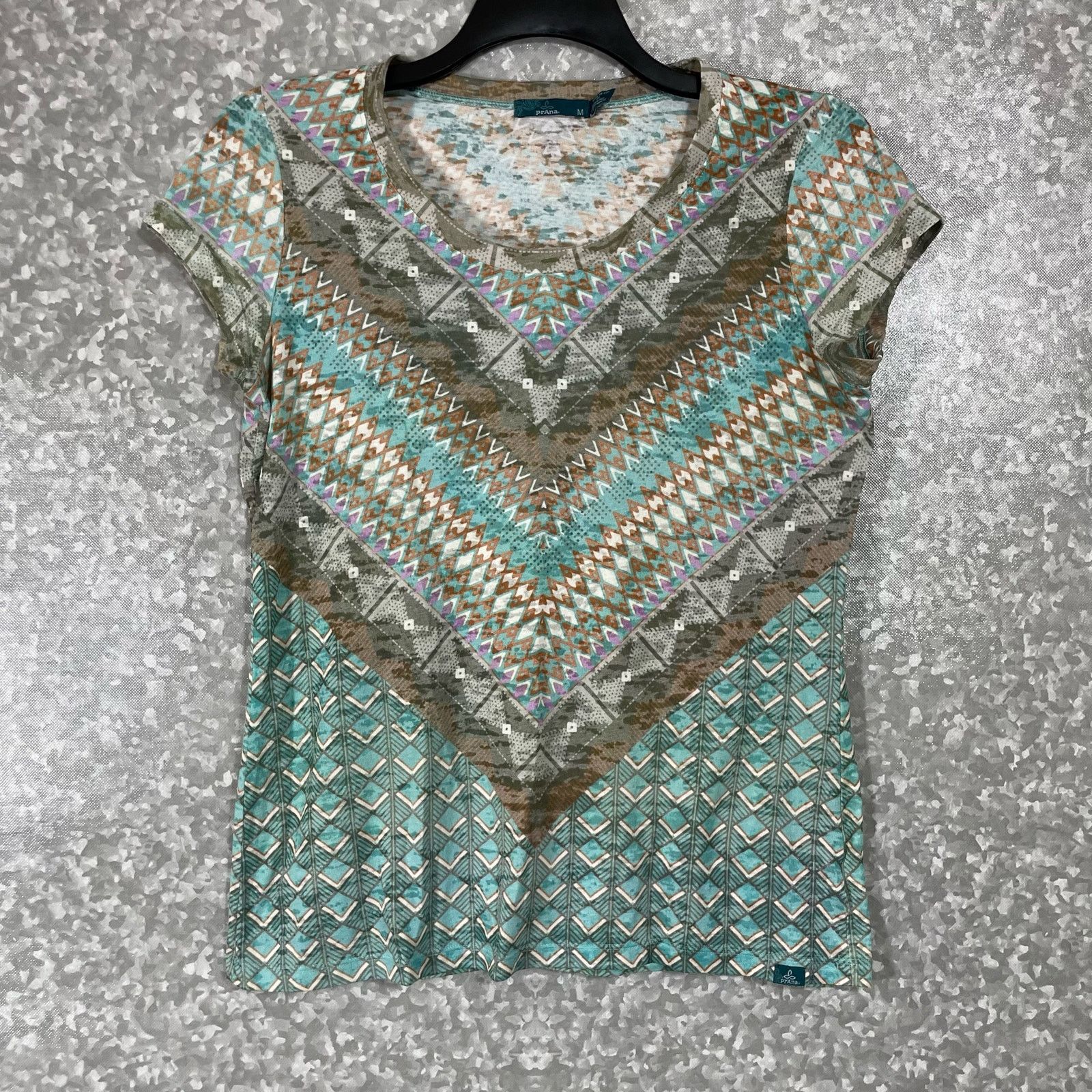 Prana Prana Blue Tribal Portfolio Scoop Neck Burnout Tee - Medium Size M / US 6-8 / IT 42-44 - 2 Thumbnail