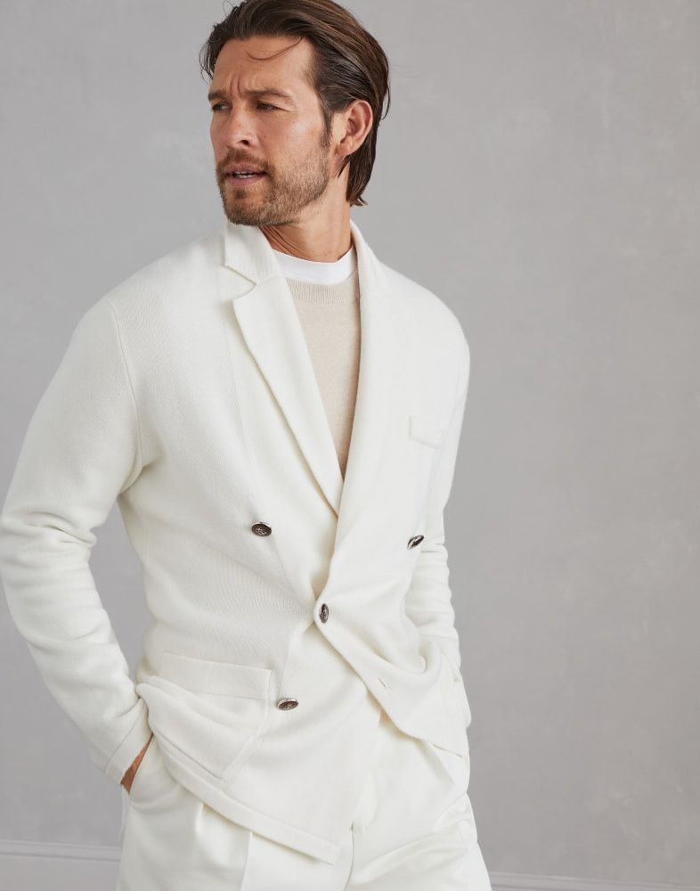 Brunello Cucinelli o1w1db10825 Cashmere Cardigan in White Size US XL / EU 56 / 4 - 1 Thumbnail