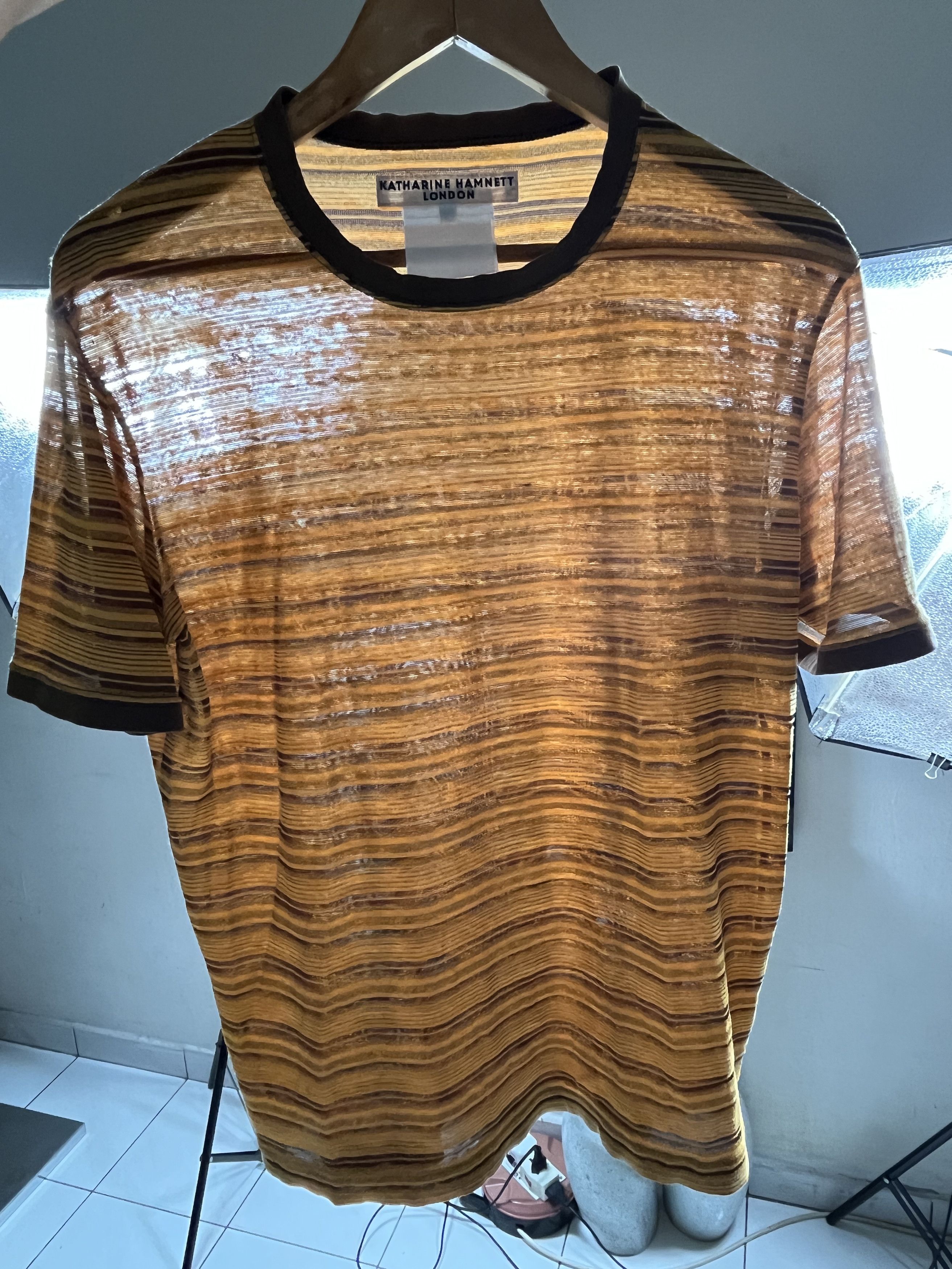Japanese Brand Katharine Hamnett Stripes Oranje Brown Thin 00s Y2K Size US L / EU 52-54 / 3 - 2 Thumbnail