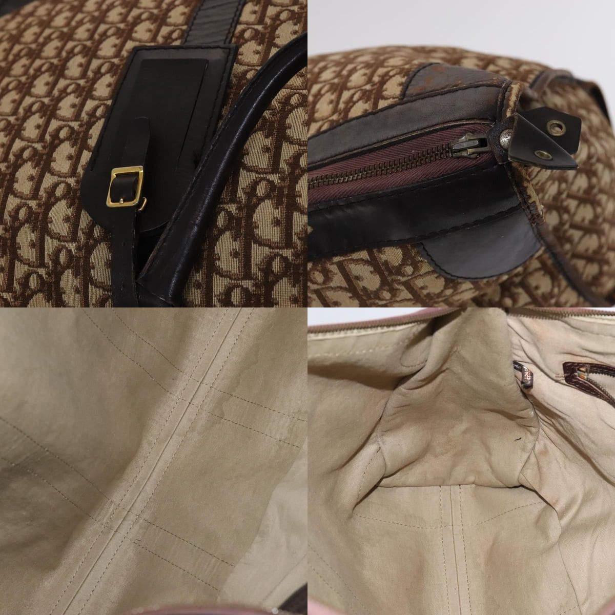 Dior DIOR Trotter Canvas Boston Bag Brown Size ONE SIZE - 11 Thumbnail