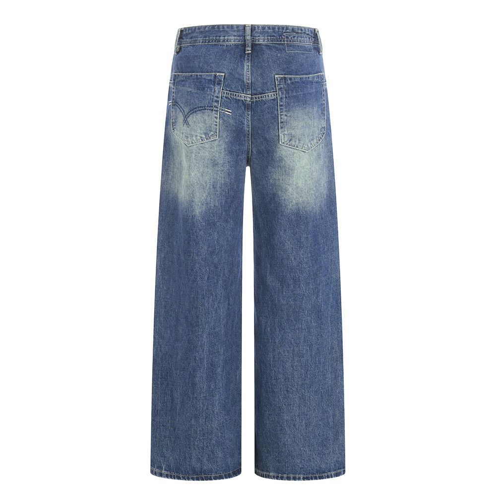 Jean Men's Street American Retro Loose Wide-Leg Washed Jeans Size US 32 / EU 48 - 2 Thumbnail