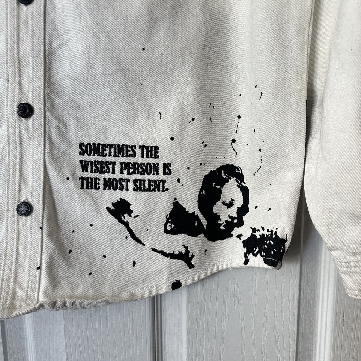 Zara New Zara Embroidered Splatter Denim Overshirt Medium Size US M / EU 48-50 / 2 - 10 Thumbnail