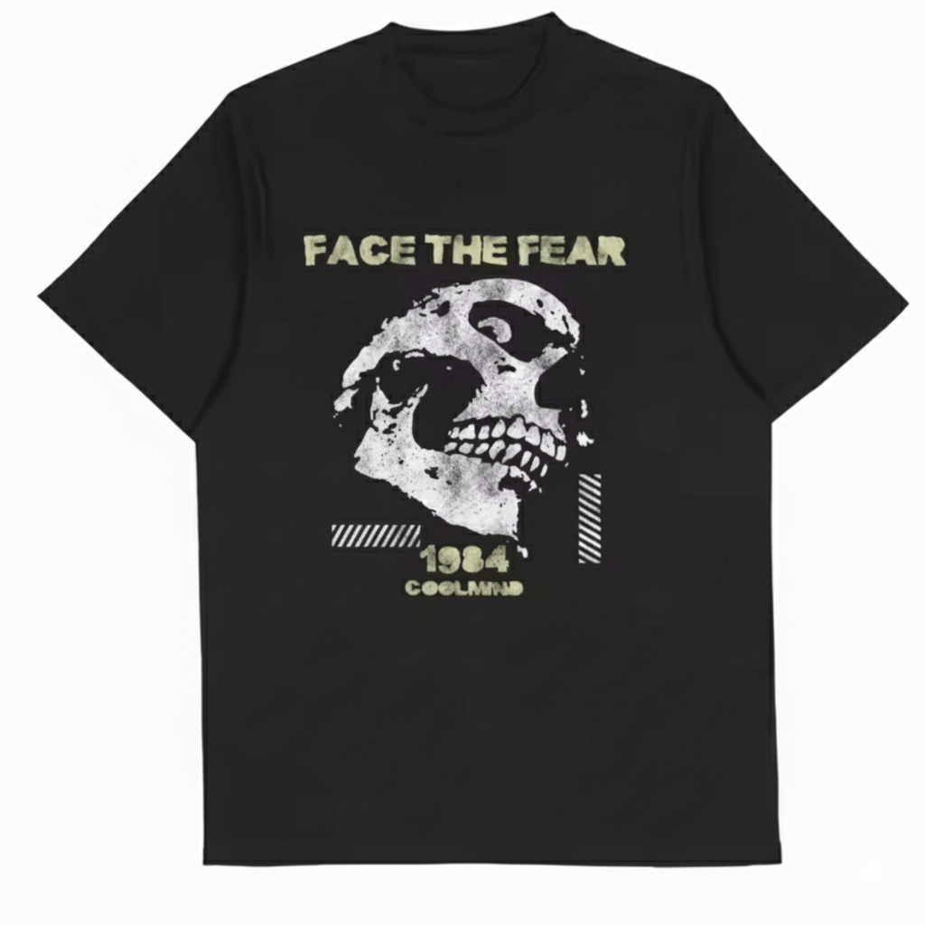 Other Streetwear Retro Face Fear Skull Print T-Shirt Punk Size US L / EU 52-54 / 3 - 1 Thumbnail