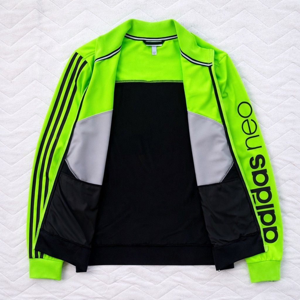 Adidas Adidas Neo Track Jacket Neon Green Black White Sport Jacket Size US M / EU 48-50 / 2 - 4 Thumbnail