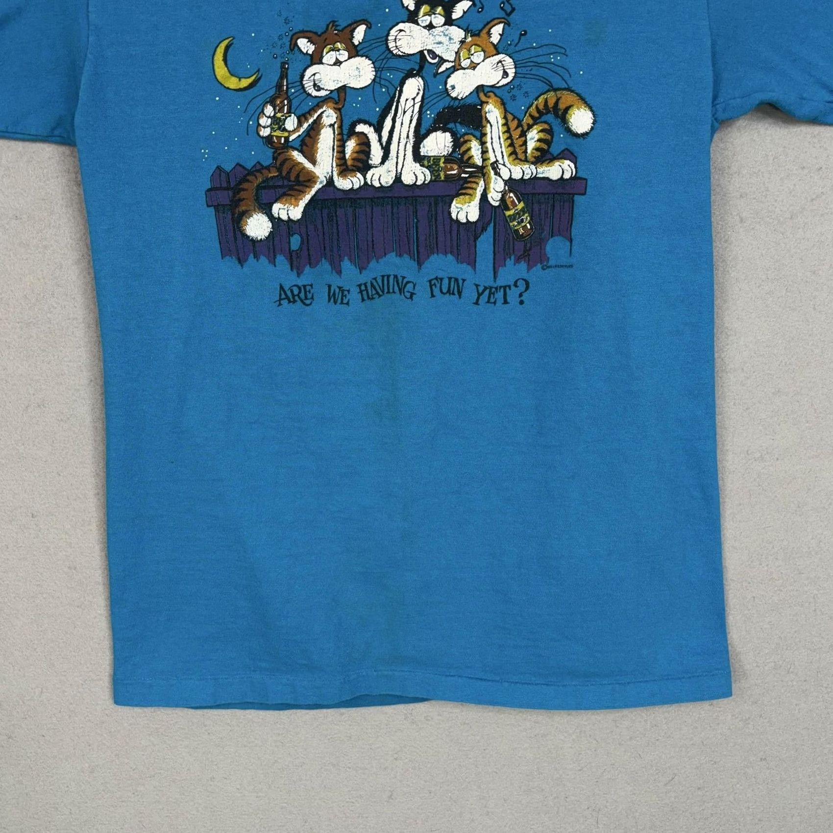 Vintage Vintage Universal Studios Shirt Mens Large Blue Cat Graphic 80s Single Stitch Size US L / EU 52-54 / 3 - 3 Thumbnail