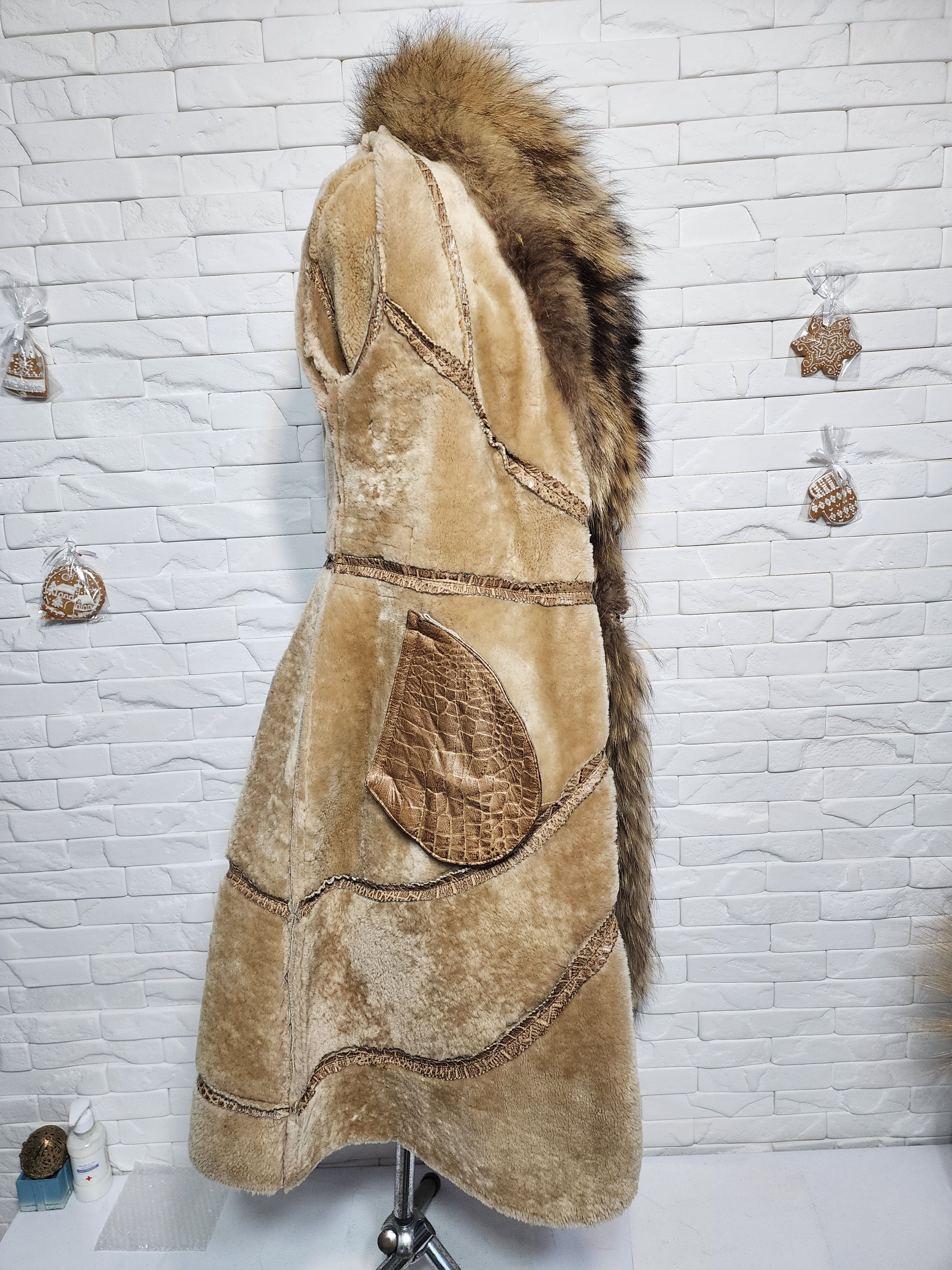Furla Brown Sheepskin Coat with Fluffy Collar Size S / US 4 / IT 40 - 8 Thumbnail