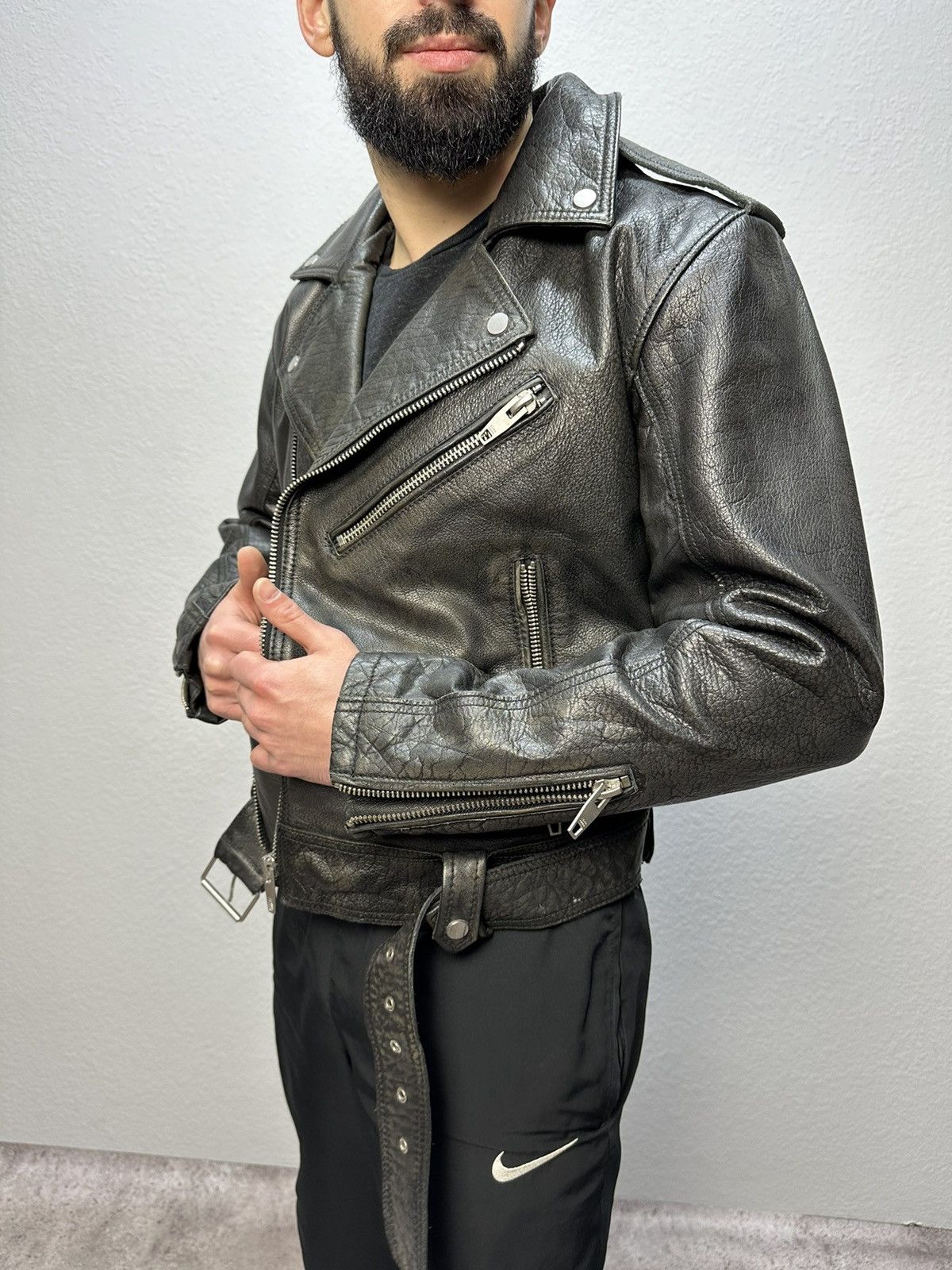 If Six Was Nine × Vintage Vintage Bomber Cropped Leather Jacket Archival Distressed Size US M / EU 48-50 / 2 - 3 Thumbnail