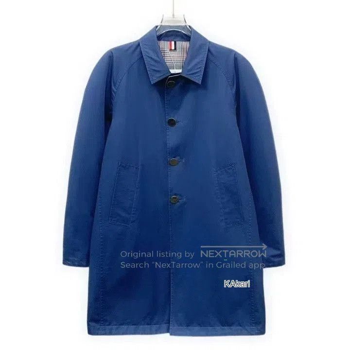Thom Browne Thom Browne Blue Check Cotton Trench Coat. Size US S / EU 44-46 / 1 - 1 Thumbnail