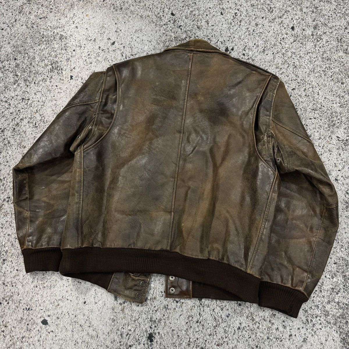 Vintage Thrashed Faded Destroyed Cracked Leather Bomber ERD Grunge Size US S / EU 44-46 / 1 - 14 Thumbnail