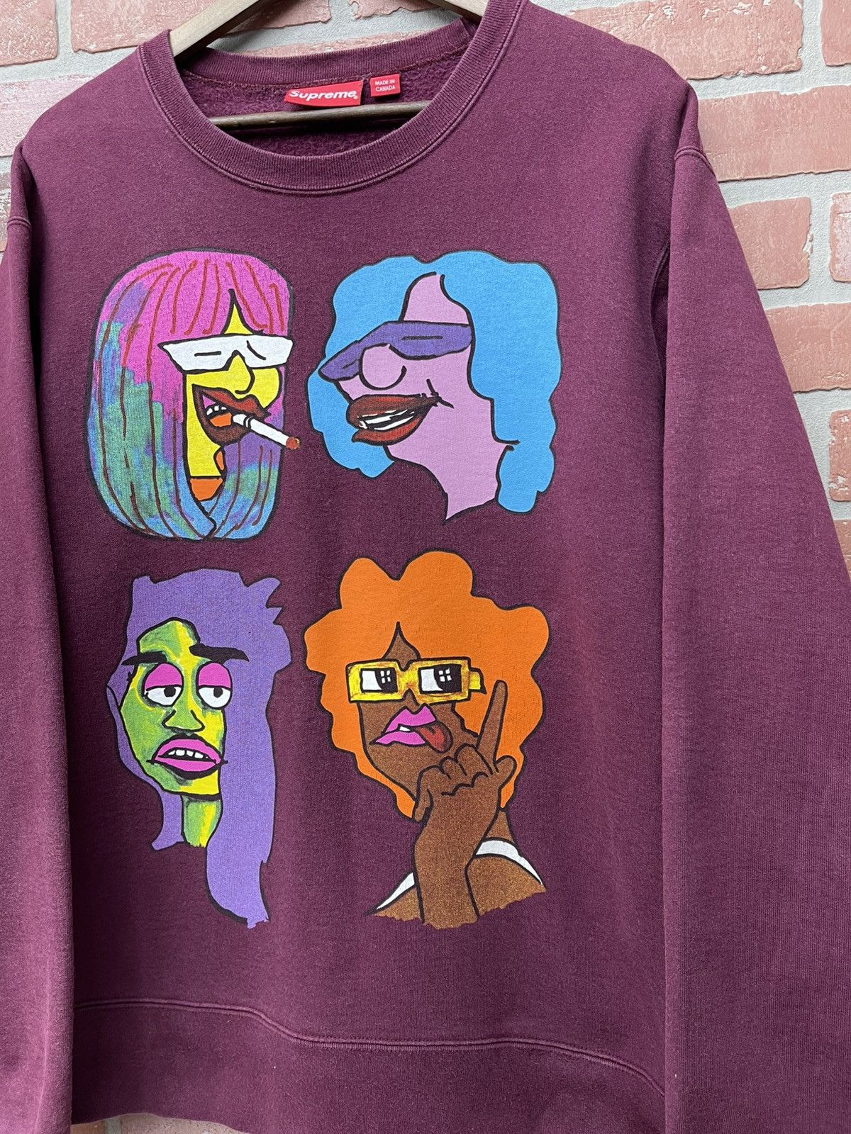 Supreme Size L - Supreme Gonz Heads Crewneck Sweater Burgundy Size US L / EU 52-54 / 3 - 3 Thumbnail