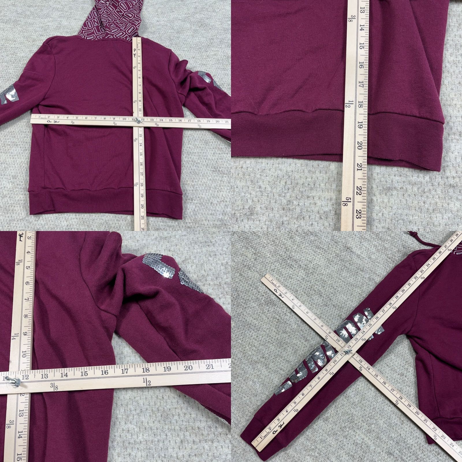 Victoria's Secret VINTAGE Victoria's Secret PINK Hoodie Women S Maroon London Sequin VTG Y2K Size S / US 4 / IT 40 - 8 Thumbnail