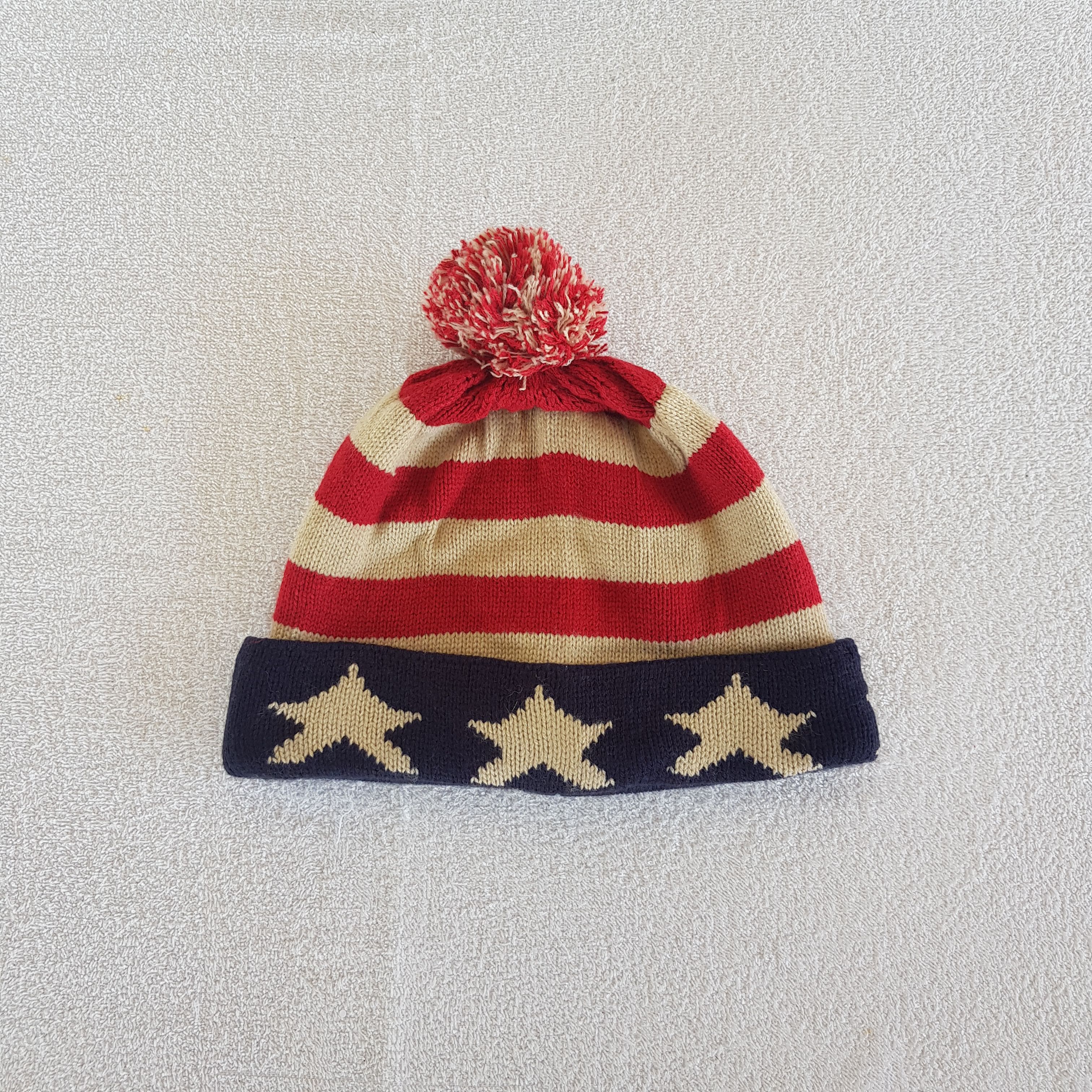 Japanese Brand Vintage 80s American Flag Beanie Knit Pom Pom Snow Caps Hats Size ONE SIZE - 5 Thumbnail