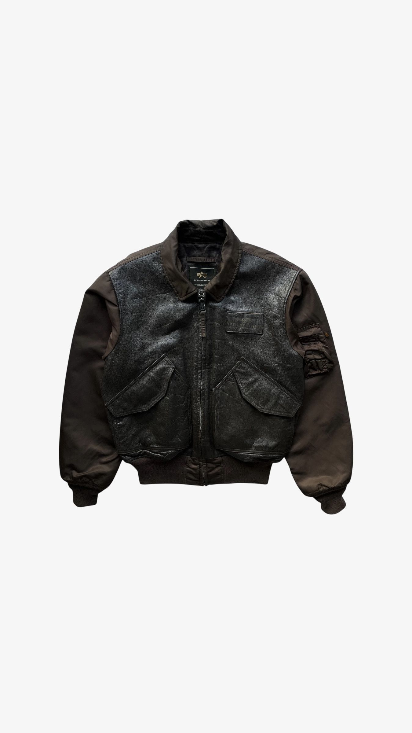 Alpha Industries Vintage Alpha Industries Breitling Leather Bomber Jacket Size US M / EU 48-50 / 2 - 2 Thumbnail