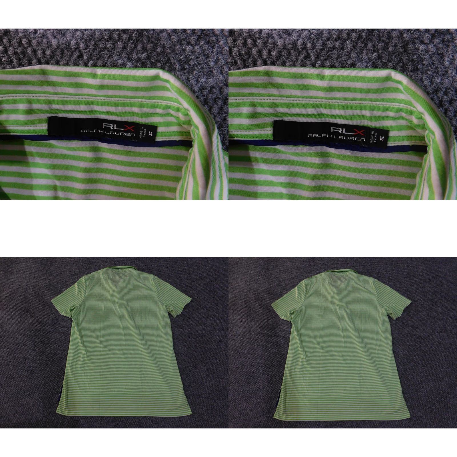 Ralph Lauren RLX Ralph Lauren Polo Shirt Mens M Green White Striped Golf Performance Shirt Size US M / EU 48-50 / 2 - 8 Thumbnail