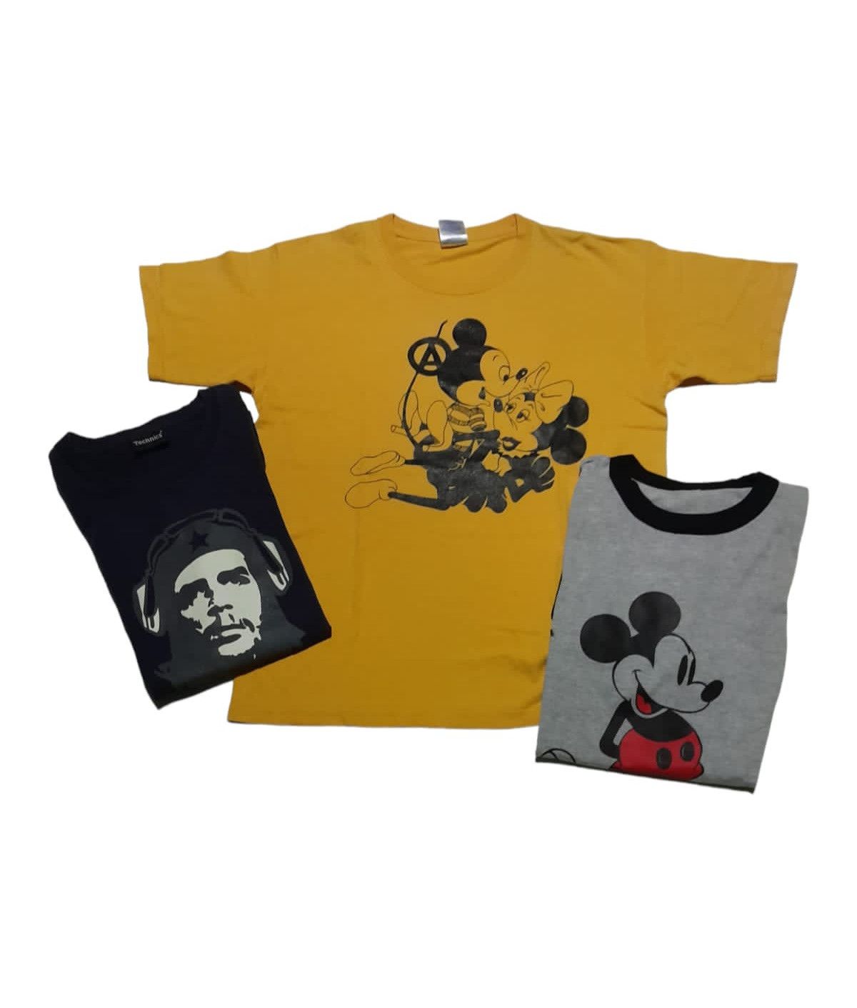 image of Disney x Seditionaries Bundle Deal Mickey Mouse & Che Guevara Technics Shirt in Yellow (Size Medium