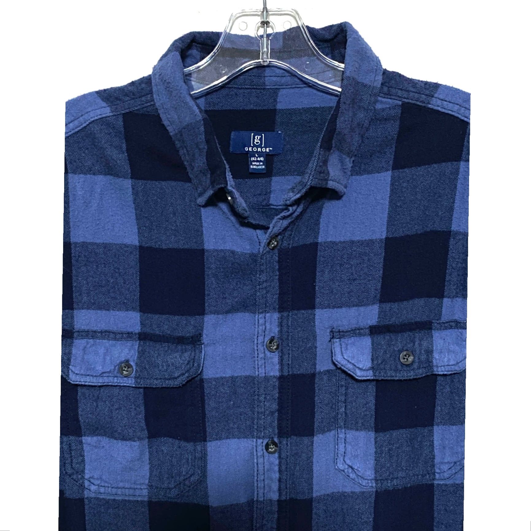 George George Buffalo Plaid Blue Flannel Button Shirt Mens L 42-44 Lumberjack Gorpcore Size US L / EU 52-54 / 3 - 2 Thumbnail