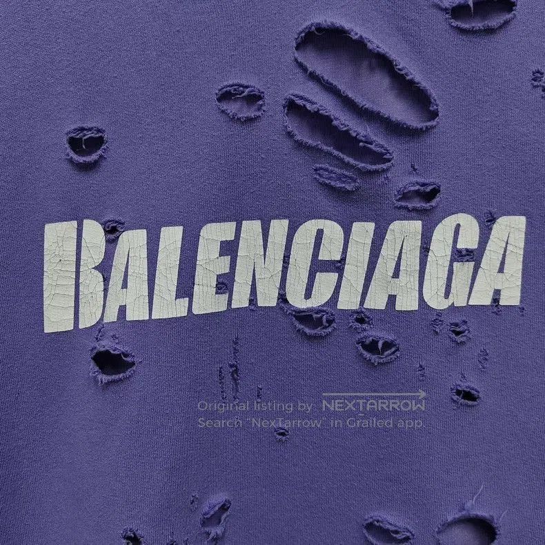 Balenciaga Balenciaga Purple Logo Distressed Hoodie. Size US L / EU 52-54 / 3 - 4 Thumbnail