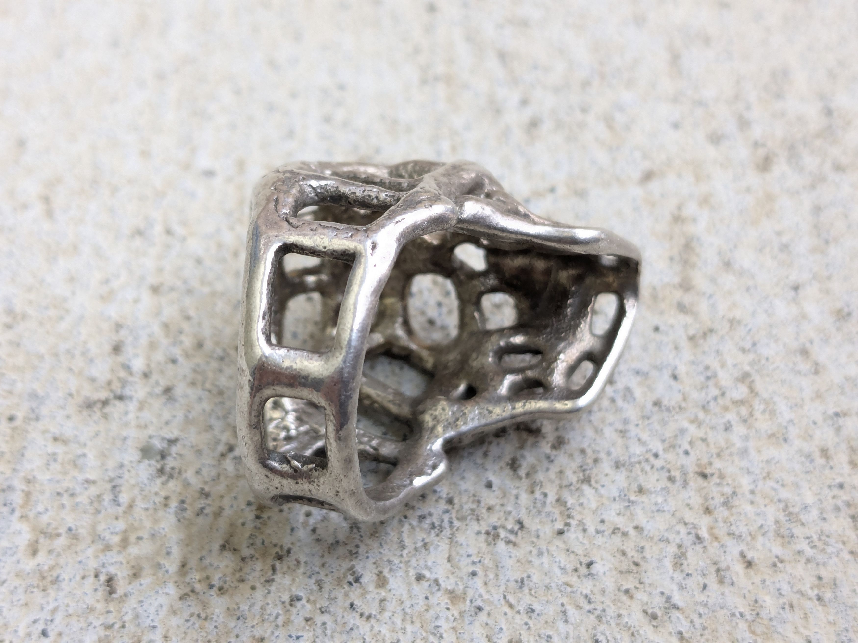 Other Vintage Sterling Silver Skull Ring 11.25 Biker Punk Skeleton Size ONE SIZE - 7 Thumbnail
