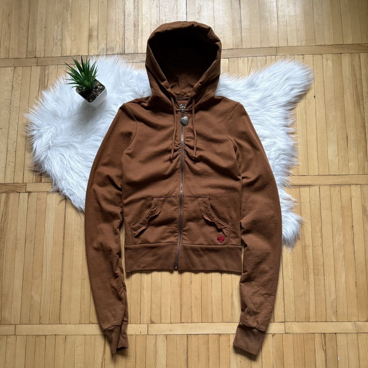 Hysteric Glamour 📌 Crazy Twisted Heart America Zip Rhinestones Hoodie LGB Size S / US 4 / IT 40 - 1 Thumbnail