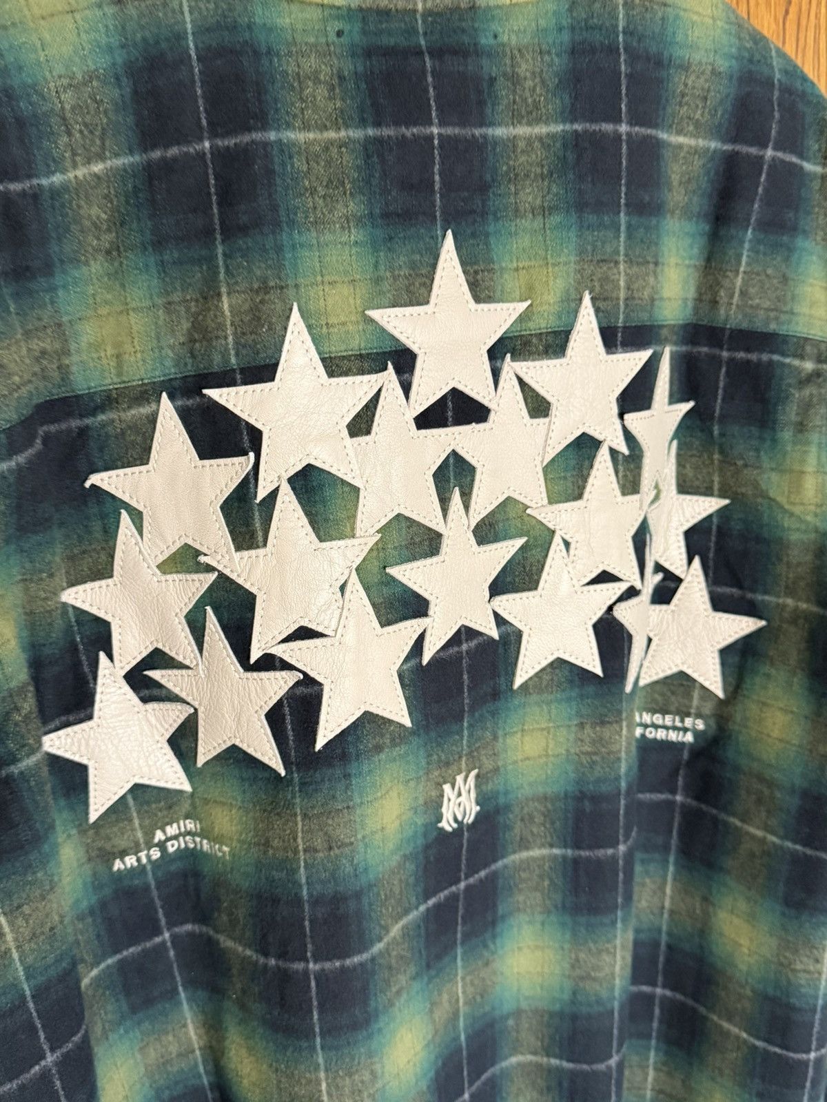 Amiri $990 Amiri leather star patch green flannel check shirt 48 Size US M / EU 48-50 / 2 - 17 Thumbnail