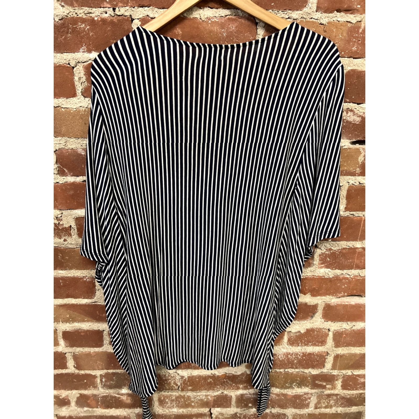 Avenue Avenue Women's Plus Size 18/20 Striped Blue White Blouse Shirt T-Shirt Short Sleeve Scoop Neck Pullover Polyester Spandex Casual Regular Colorful Size XXL / US 16-18 / IT 52-54 - 3 Thumbnail