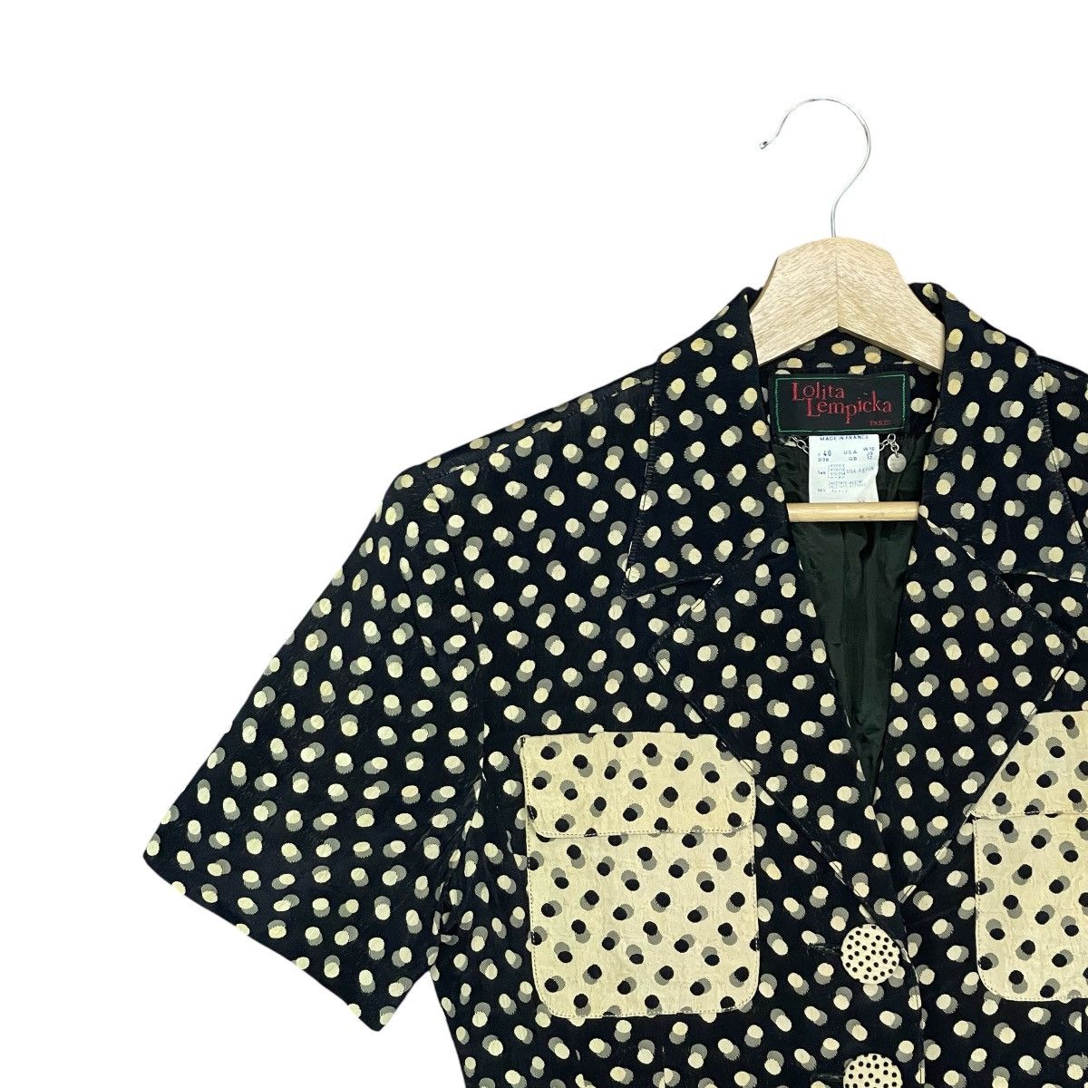 Vintage 80s Lolita Lempicka Paris Polka Dot Fitted Blazer Jacket Size M / US 6-8 / IT 42-44 - 5 Thumbnail