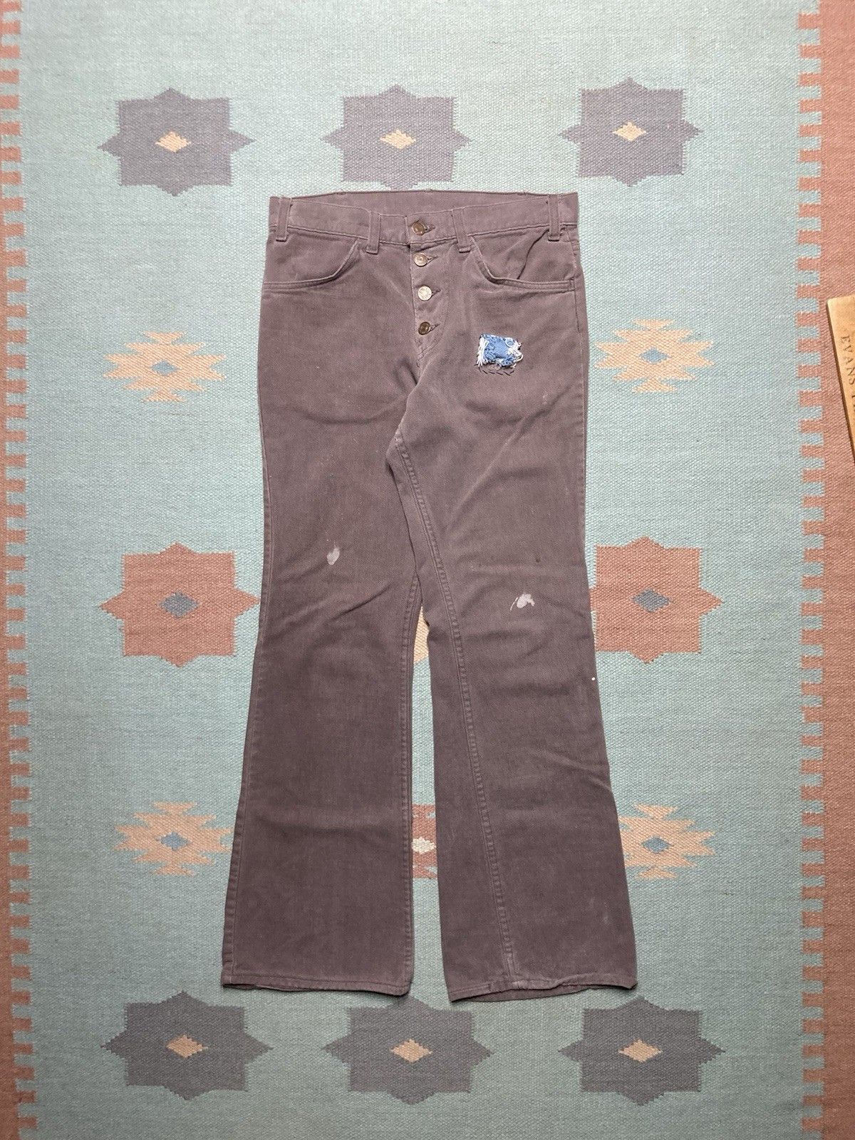 Levi's × Vintage 70s Levi’s jeans flare leg bell bottom button fly patc 30x30 Size 30" / US 8 / IT 44 - 1 Thumbnail