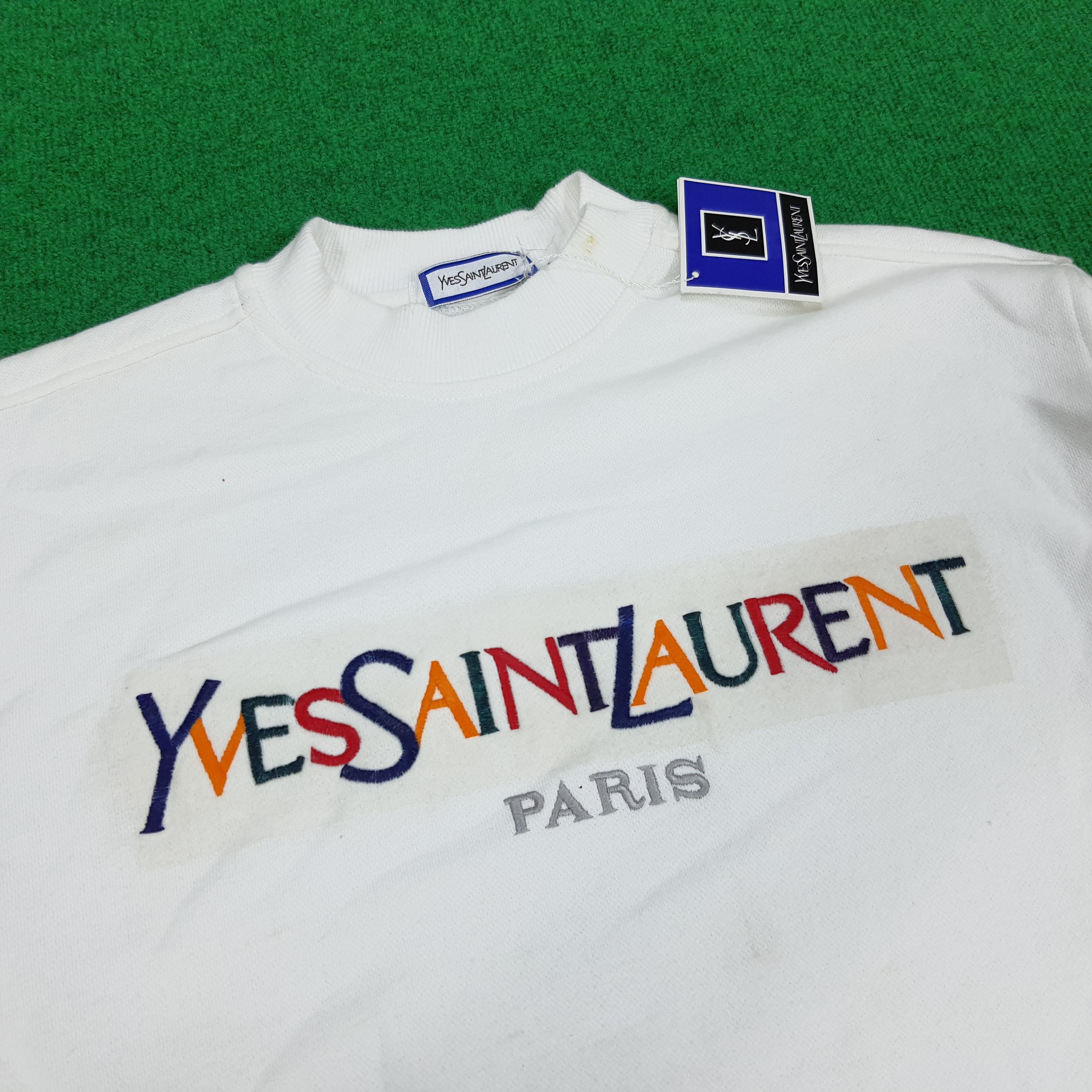 Designer × Vintage Vintage Yves Saint Lauren Spell Out Sweatshirt Size US M / EU 48-50 / 2 - 2 Thumbnail