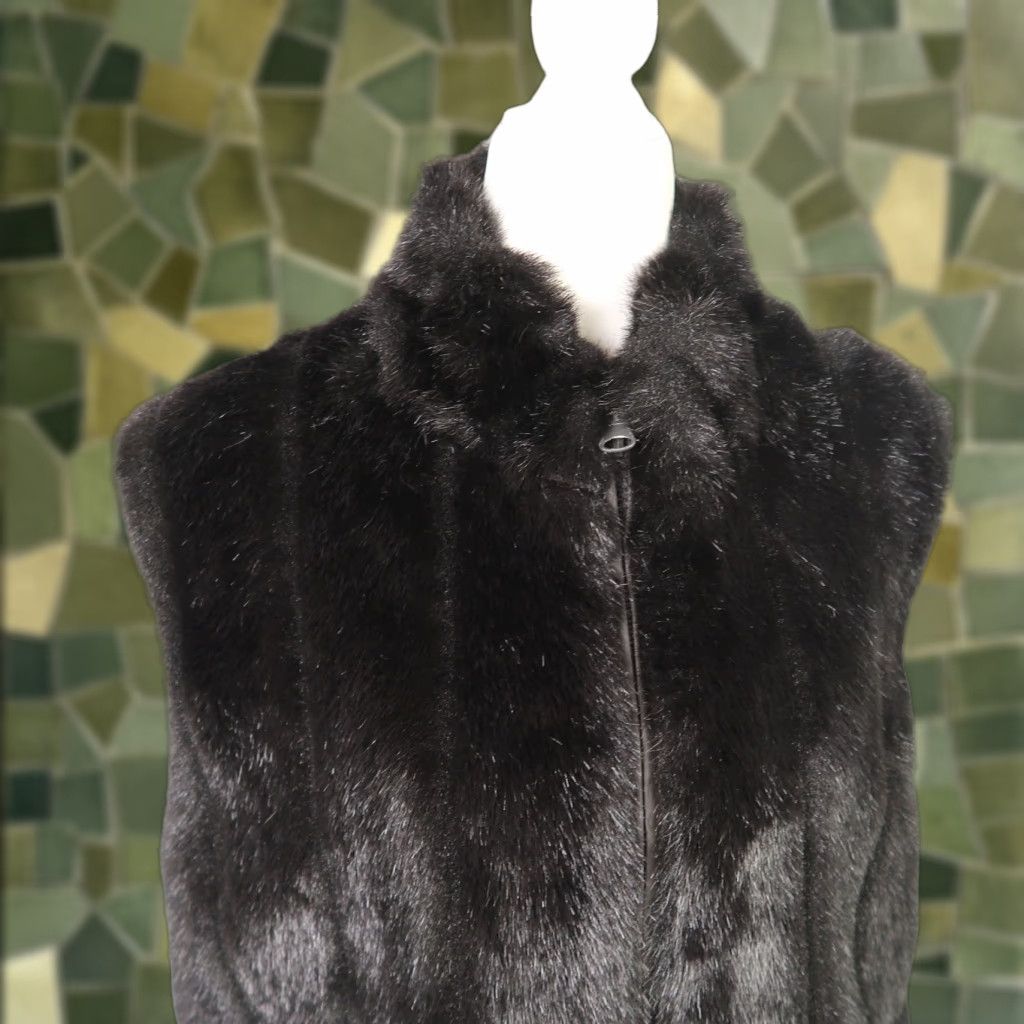 Vintage VINTAGE Olympia Vest Women's Medium Brown Faux Fur Zip Front 90s 80s Overcoat Sleeve-less Pockets Size M / US 6-8 / IT 42-44 - 1 Thumbnail