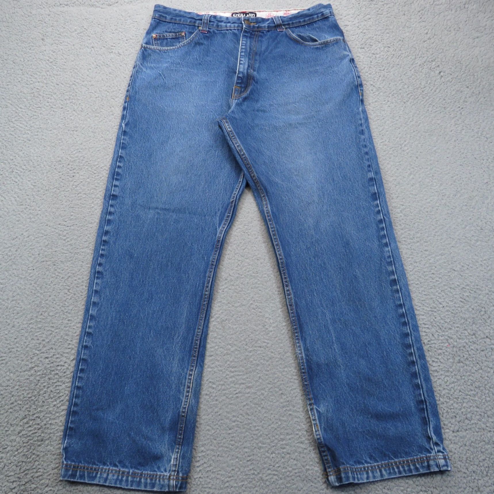Soulland VINTAGE Soulland Jeans 5-Pocket Baggy Wide-Leg Denim 38 Mens 90s Skater Y2K Graphic Pocket Design Blue 38x33 Mens Size US 38 / EU 54 - 3 Thumbnail