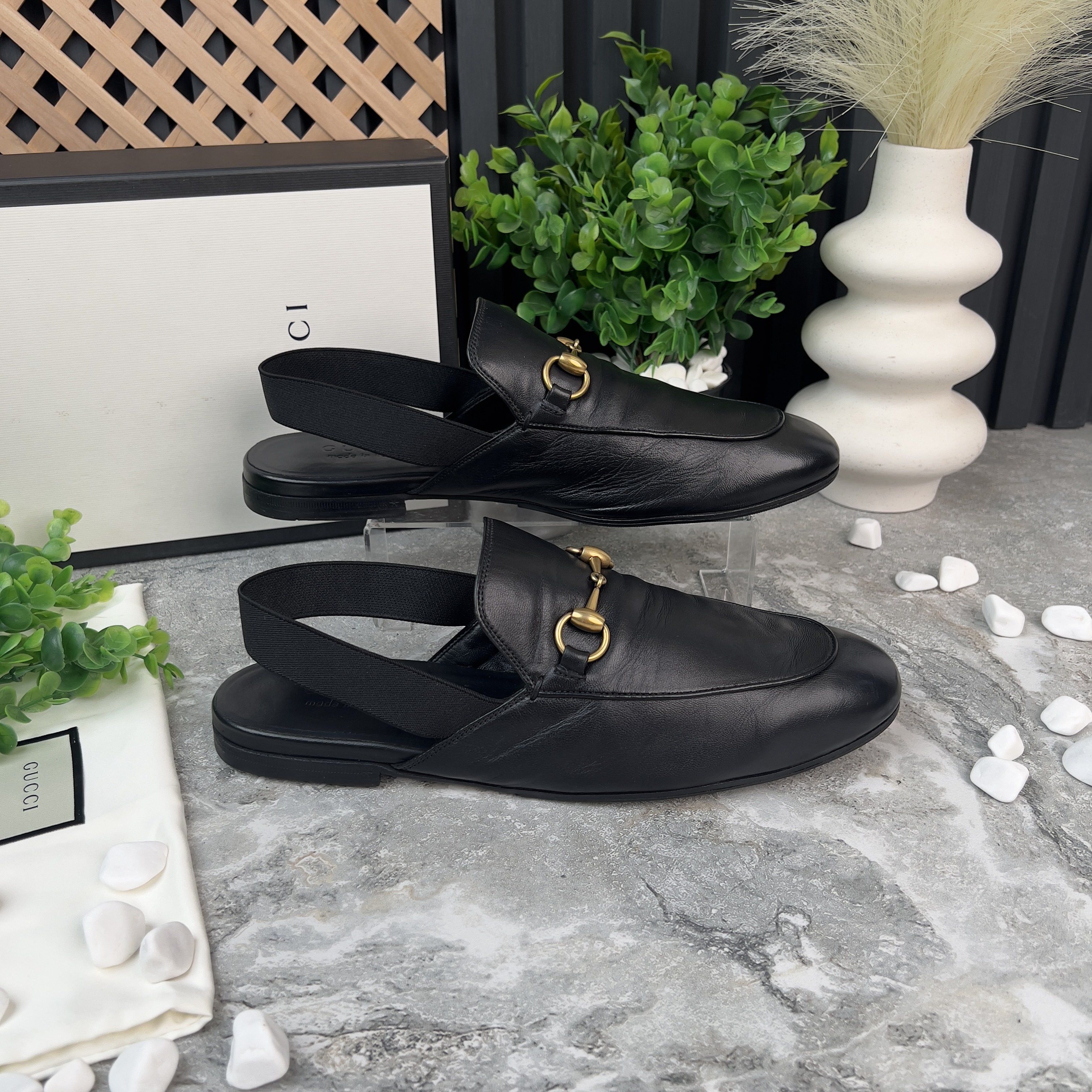 Gucci Princetown Horsebit Mule Slippers Slingback Black Leather Size US 8.5 / EU 41-42 - 5 Thumbnail