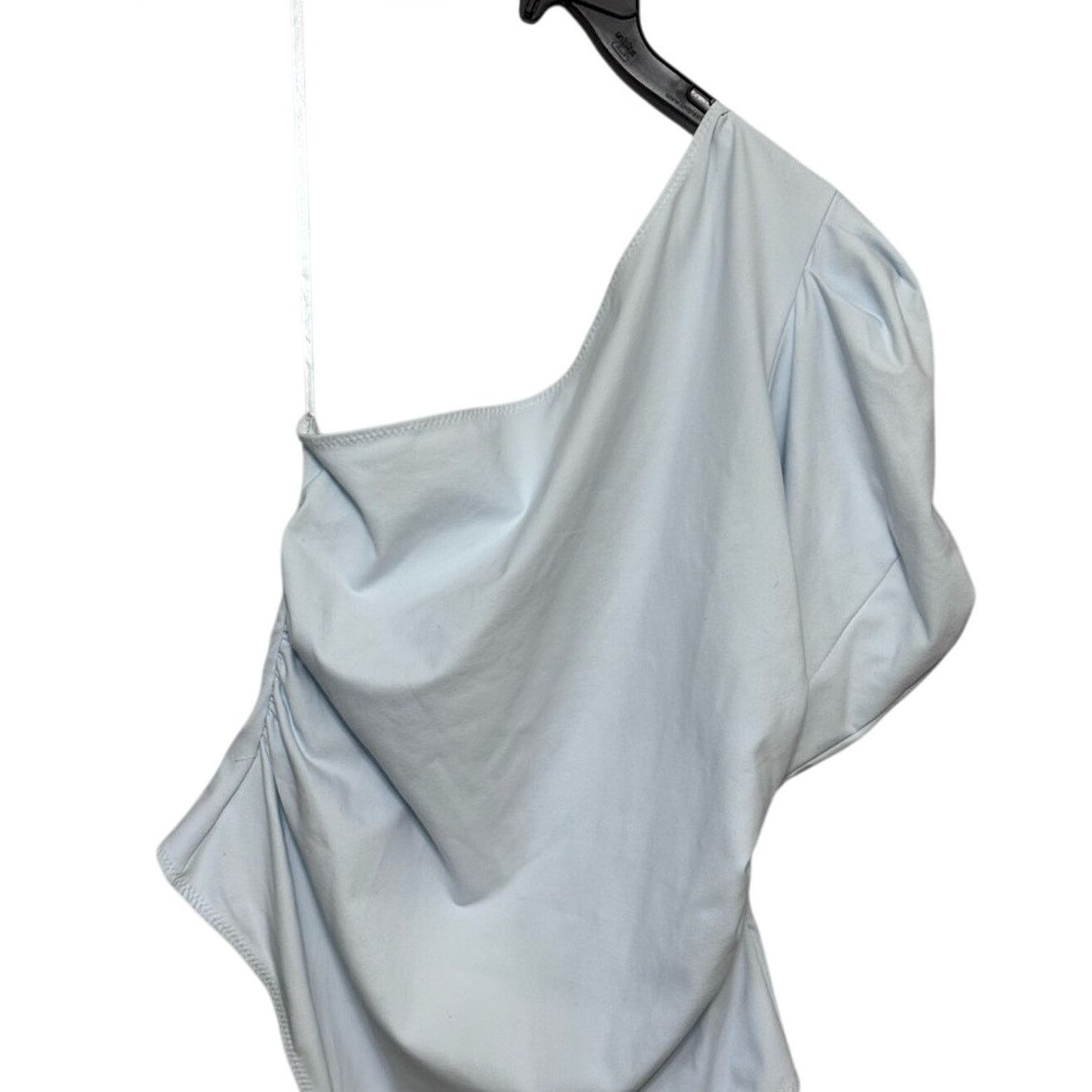 Free People Free People Bodysuit Puff Sleeves One Shoulder Blue W L NWOT Size L / US 10 / IT 46 - 3 Thumbnail