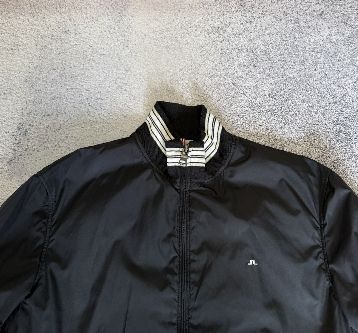 J.Lindeberg J Lindeberg Bomber Jacket Black Nylon Striped Trim Men M Size US M / EU 48-50 / 2 - 8 Thumbnail