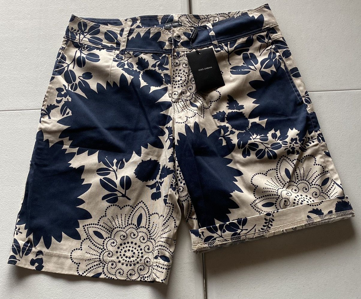 Dolce & Gabbana Dolce & Gabbana 🇮🇹 Runway Blue/Tan The Cut-Outs Shorts M NEW Size US 34 / EU 50 - 1 Thumbnail