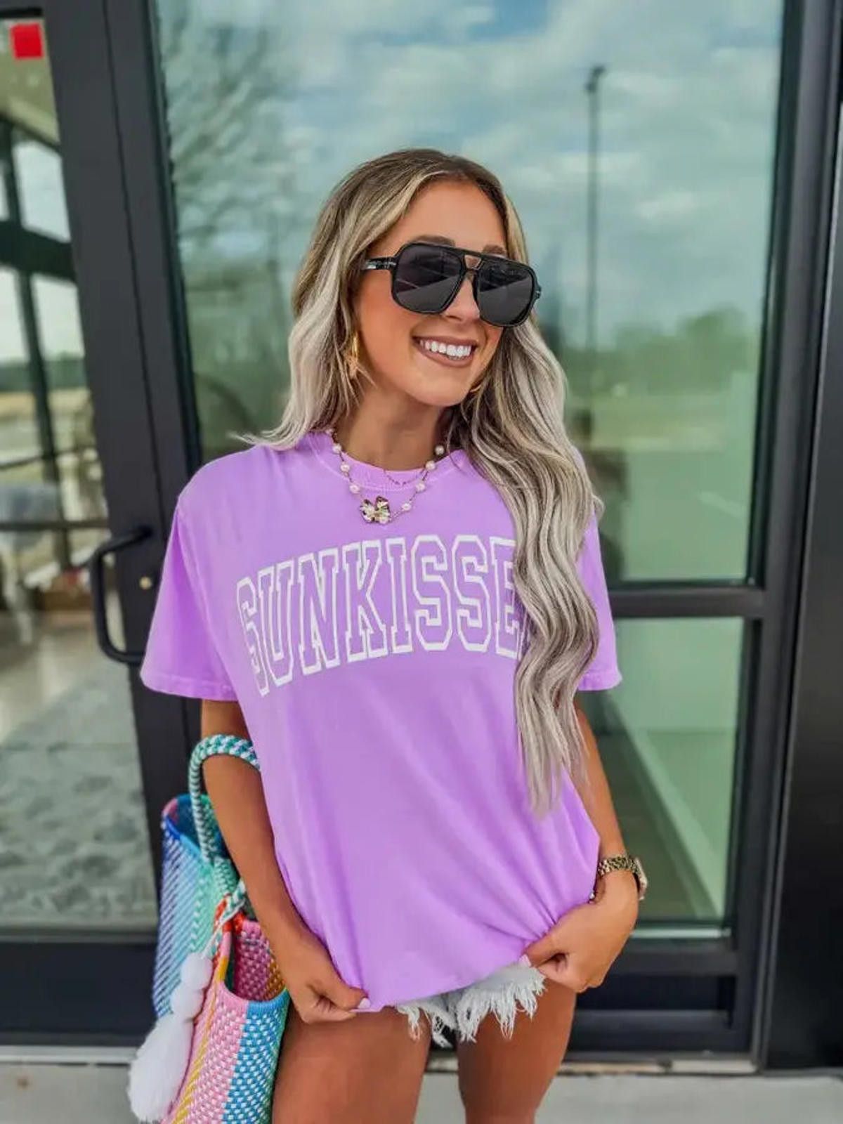 Bad Birdie Sunkissed Neon Violet Graphic Tee Size S / US 4 / IT 40 - 2 Thumbnail