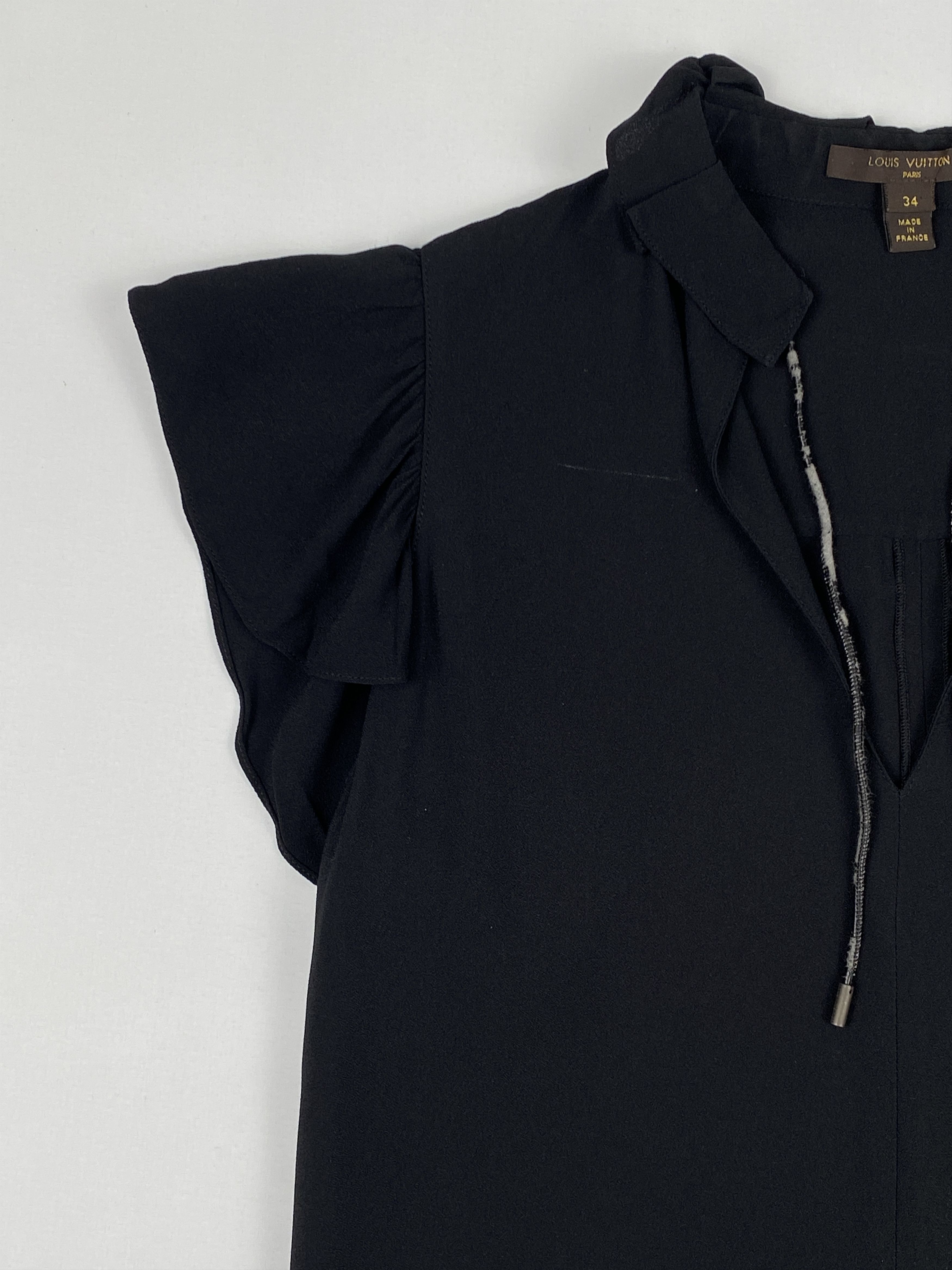 Louis Vuitton Resort 2017 Black Crepe Monogram Tie Blouse Size XS / US 0-2 / IT 36-38 - 6 Thumbnail