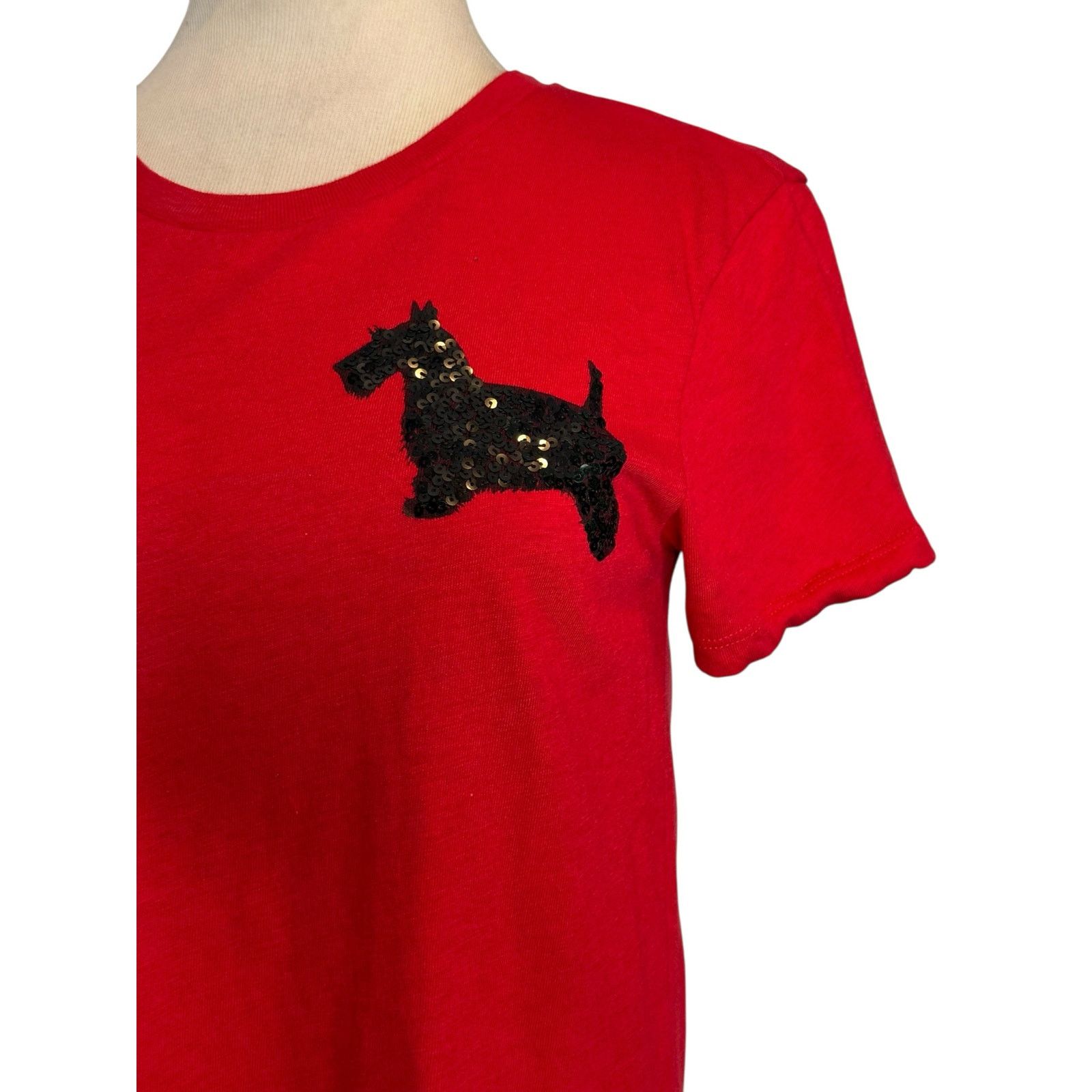 J.Crew J.Crew red black sequin Scottish dog t shirt size Small Size S / US 4 / IT 40 - 9 Thumbnail