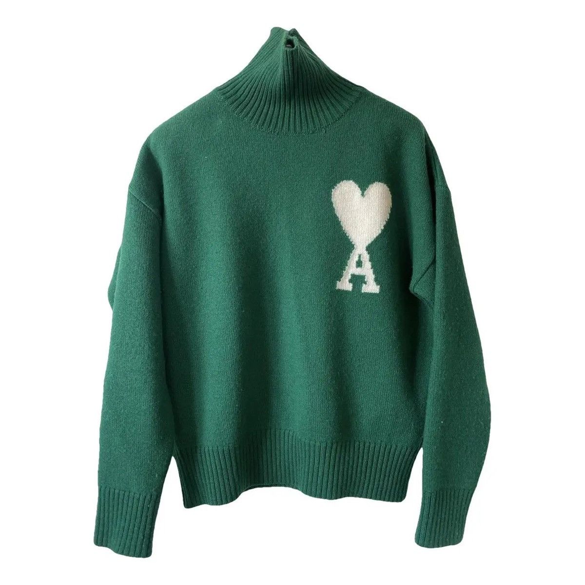AMI Ami Alexandre Mattiussi Forest Green Wool Turtleneck Sweater Size US M / EU 48-50 / 2 - 2 Thumbnail