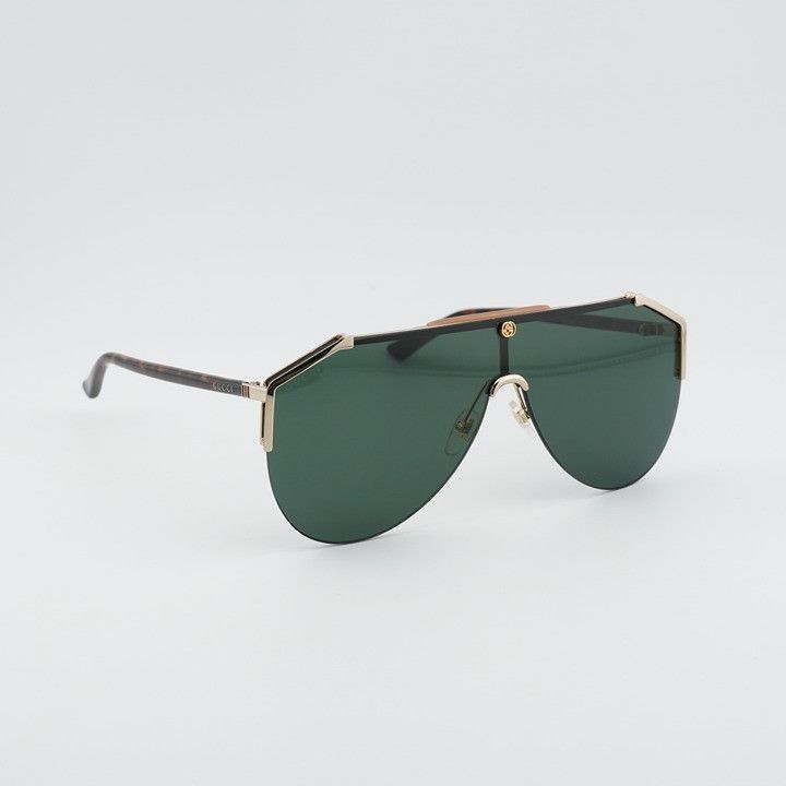 Gucci Gucci GG0584S 002 Sunglasses Gold Shield Frame, Green Lenses Size ONE SIZE - 5 Thumbnail