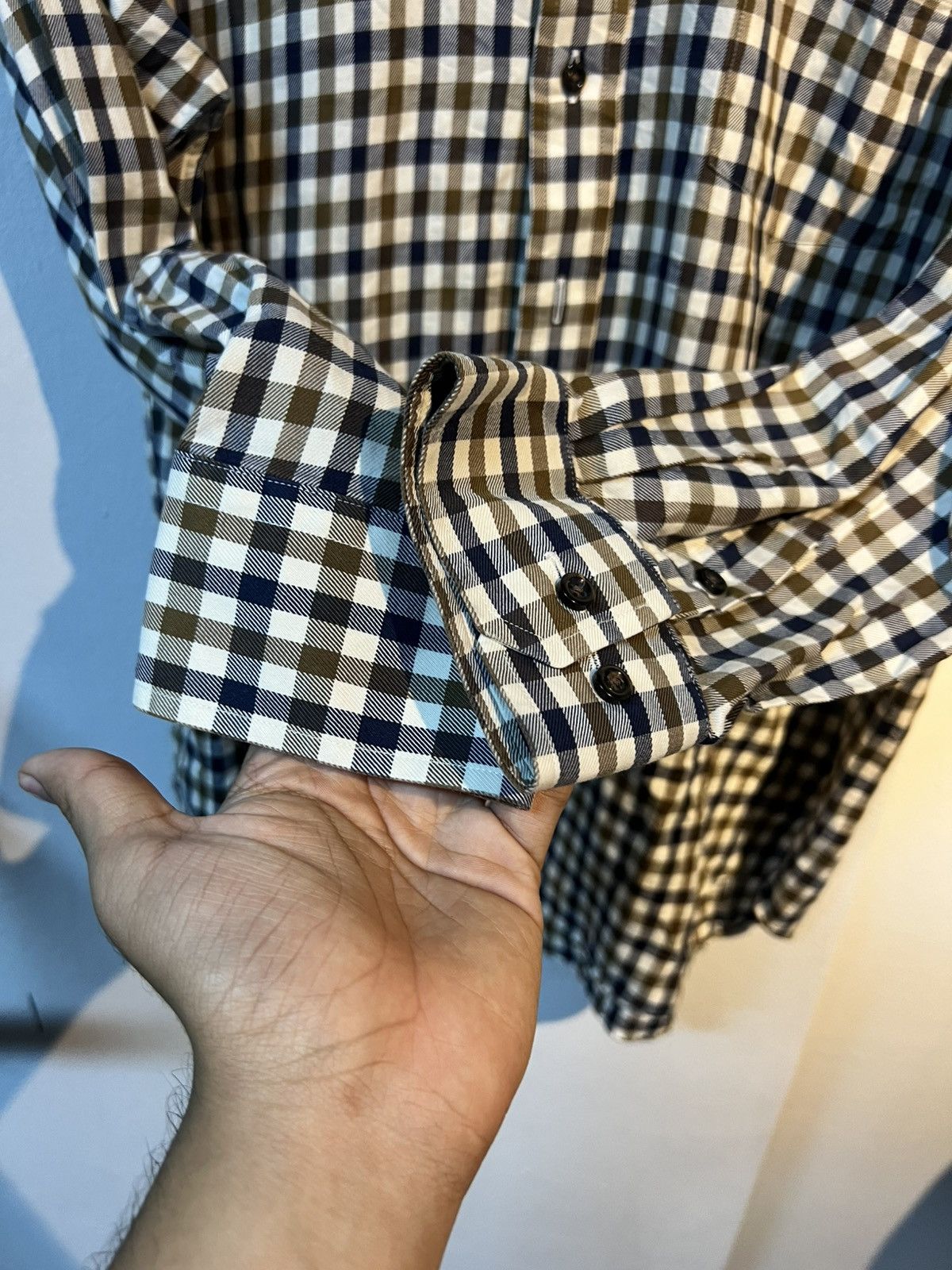 Aquascutum × Vintage Aquascutum Signature Chekered Button Shirt Size US L / EU 52-54 / 3 - 7 Thumbnail