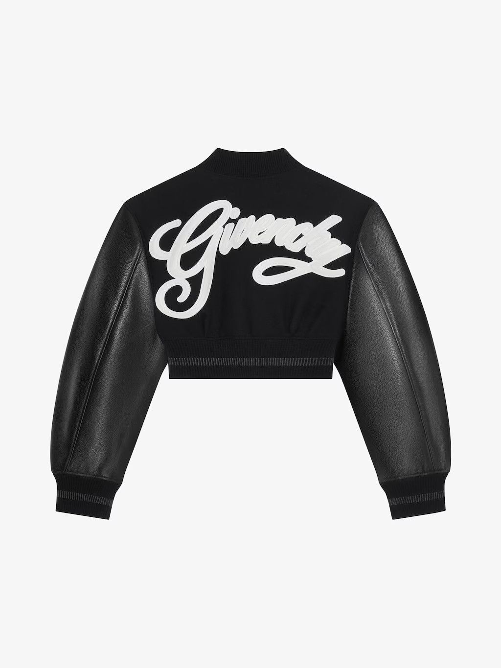 Givenchy o1srvl11e0125 College Cropped Varsity Jacket in Black/White Size S / US 4 / IT 40 - 2 Thumbnail