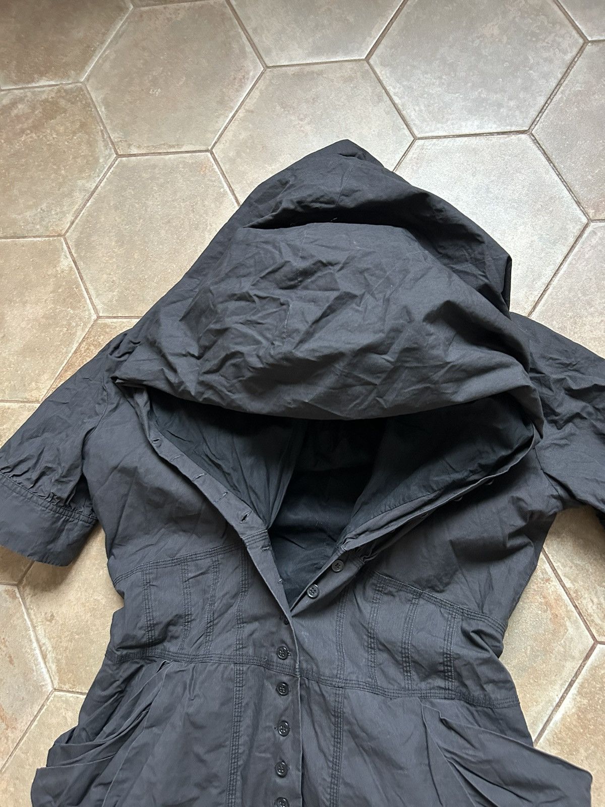 Vintage YOHJI YAMAMOTO Shirt Top Dress Button Long hood Size L / US 10 / IT 46 - 4 Thumbnail