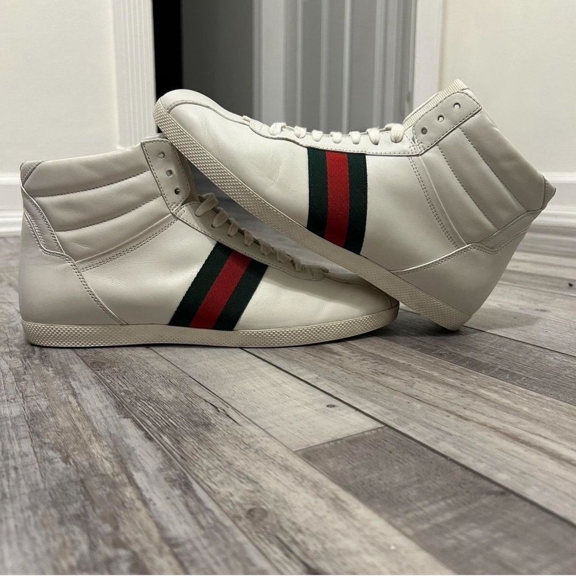 Gucci Gucci Leather Web High ‘white’ Size US 8 / EU 41 - 4 Thumbnail