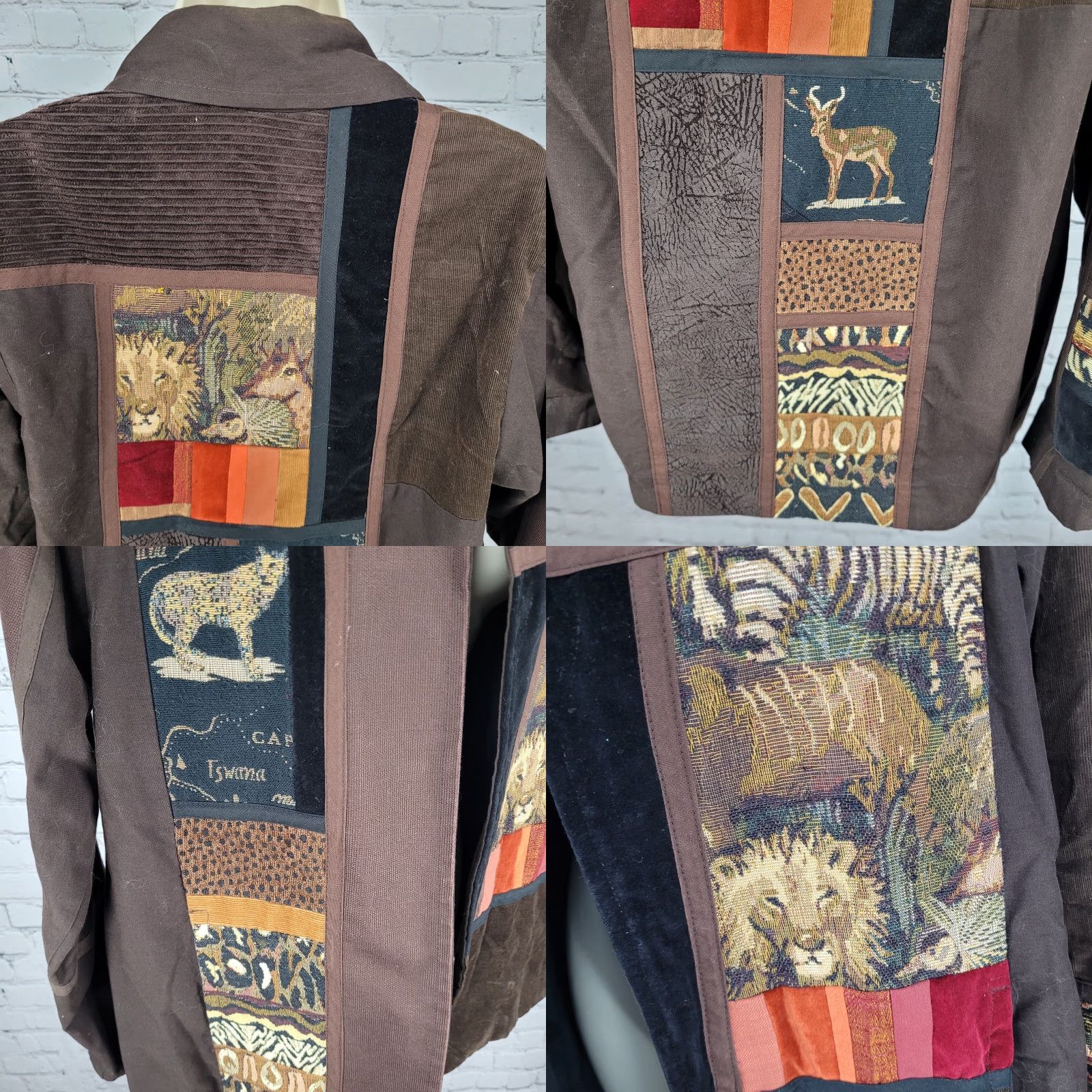 Vintage VTG Solveig Cape Town Brown Safari Animals Open Lined Jacket South Africa Small Size S / US 4 / IT 40 - 8 Thumbnail