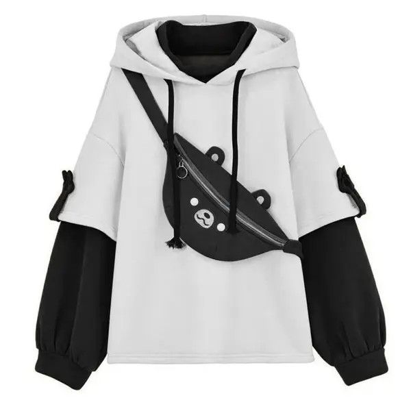 VIBE Kawaii Cute Oversize Hoodie With Bear Bag Size XL / US 12-14 / IT 48-50 - 1 Thumbnail