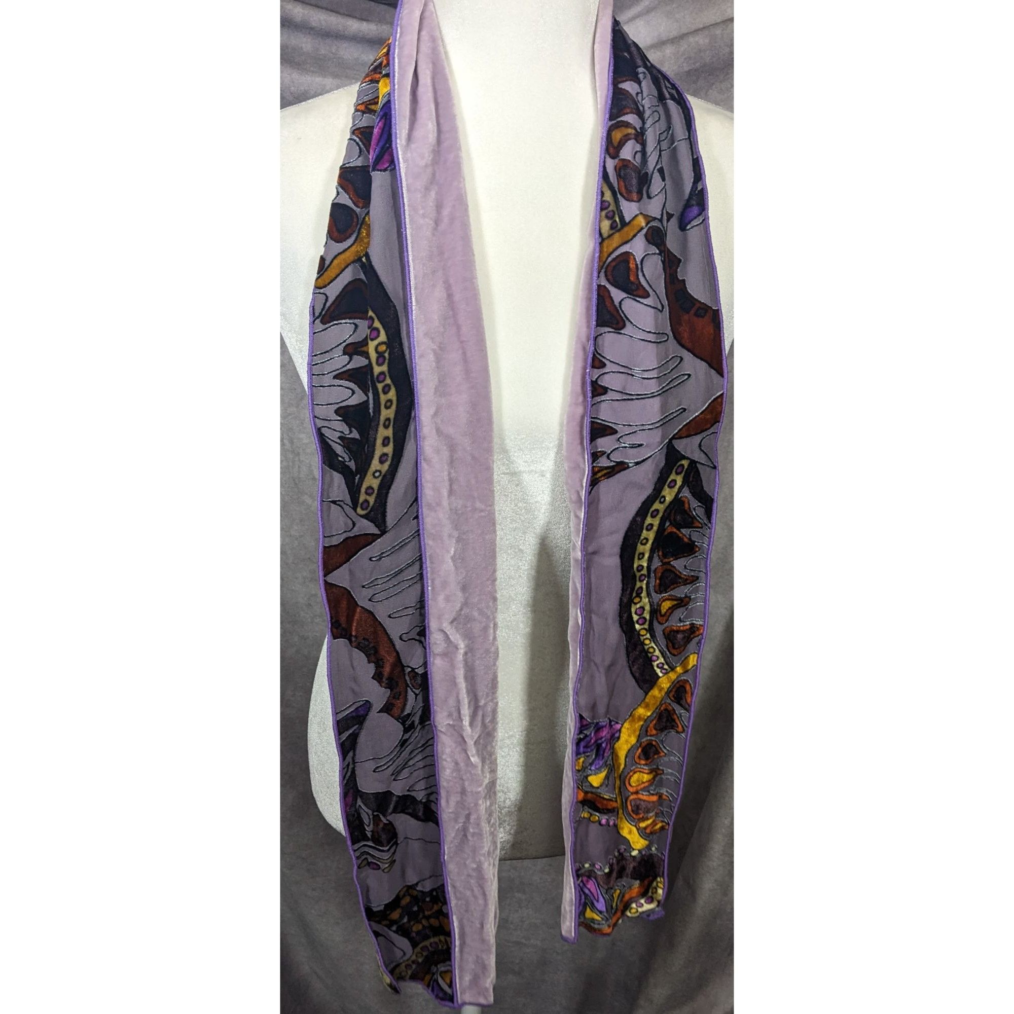 Other Abstract Purple Butterfly Burnt Velvet Tube Scarf Size ONE SIZE - 7 Thumbnail